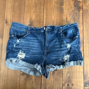 Mudd Dark Wash Flx Stretch Distressed Denim Jean Shorts